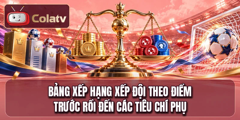 Bảng xếp hạng xếp đội theo điểm trước rồi đến các tiêu chí phụ